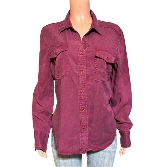 Pulp Women's shirt tencel button-down burgundy casual shirt L - Picture 1 of 6